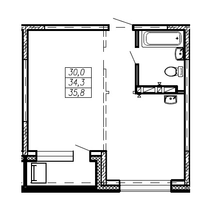 ЖК Мичурина, 8А, 1-комн кв 35,8 м2, за 4 296 000 ₽, 3 этаж